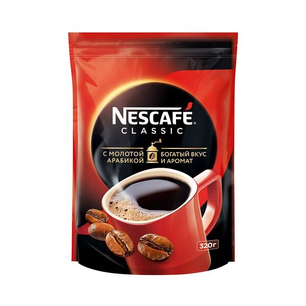 Кофе Nescafe Classic натуральный растворимый порошк. с добавл. натур. жареного молотого кофе 320 г