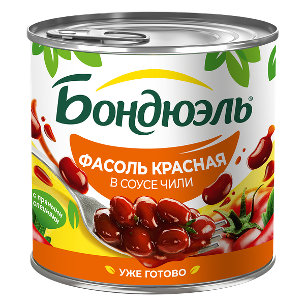 Фасоль консервированная Бондюэль красная в соусе с чили 400 г