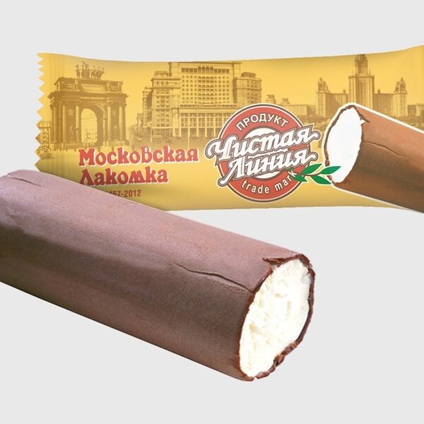 Мороженое пломбир Чистая Линия Московская лакомка ванильная во взбитой шоколадной глазури 80г
