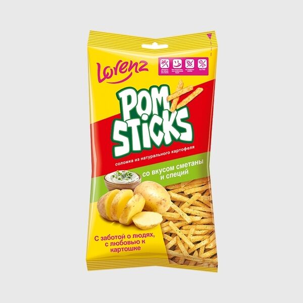Чипсы картофельные Pomsticks соломкой со вкусом сметаны и специй, 100г