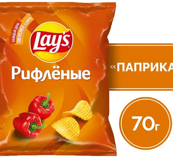 Чипсы Lays Рифленые Паприка 70г