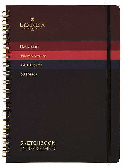 

Скетчбук LOREX Curly black gradient touch, А4, 30 листов, Арт. LXSBCBA4-GT