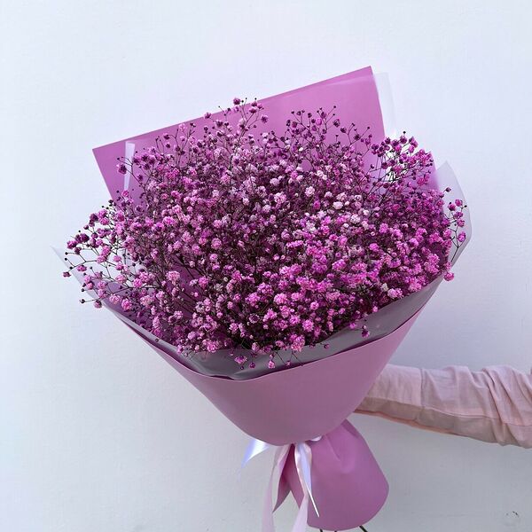 Букет из розовой гипсофилы mini
