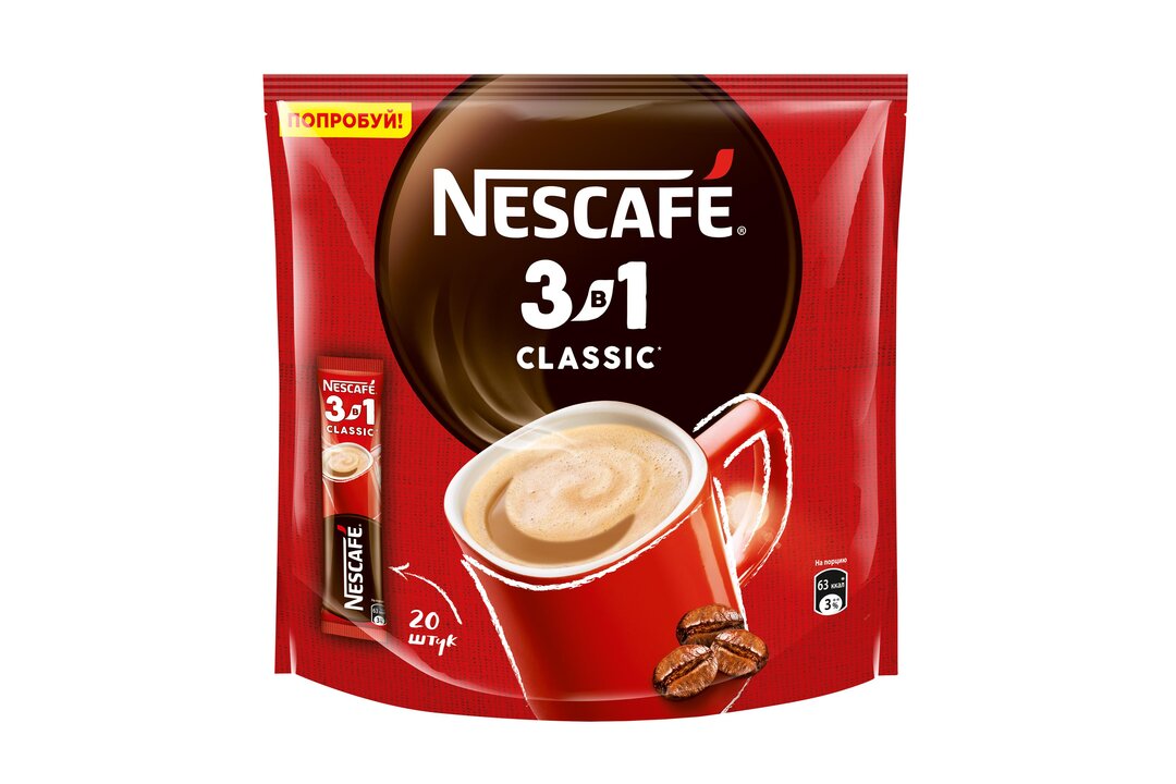 

Напиток Nescafe 3в1 Classic кофейный классический 20 шт x 14.5 г
