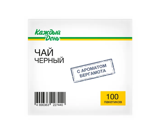 Чай черный Каждый день со вкусом бергамота, 100х1,5 г