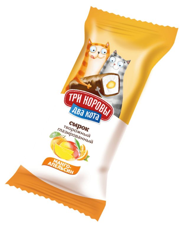 

Сырок творожный глазированный Три коровы Два кота Манго, апельсин 16.5% бзмж 30 г