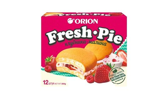 Пирожное Orion Fresh Pie бисквитное с клубнично-малиновой начинкой