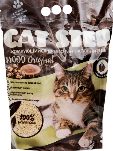 

Наполнитель Cat Step Wood Original древесный комкующийся 5 л 2.3 кг