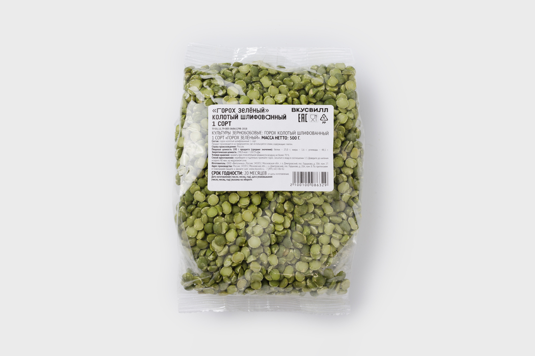 

Горох зеленый колотый шлифованный 1 сорт