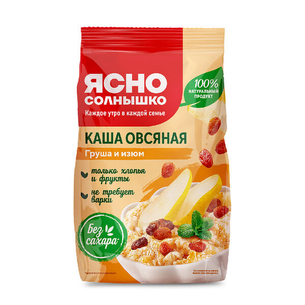 Каша овсяная Ясно Солнышко с грушей и изюмом 300г