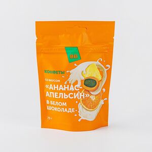 Конфеты со вкусом "Ананас-апельсин" в белом шоколаде, 75г
