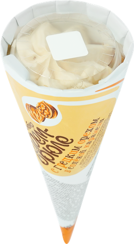 

Мороженое ГРОСПИРОН Крем-брюле пломбир с грецким орехом в соленой карамели 15%без змжвафельный рожок 95 г