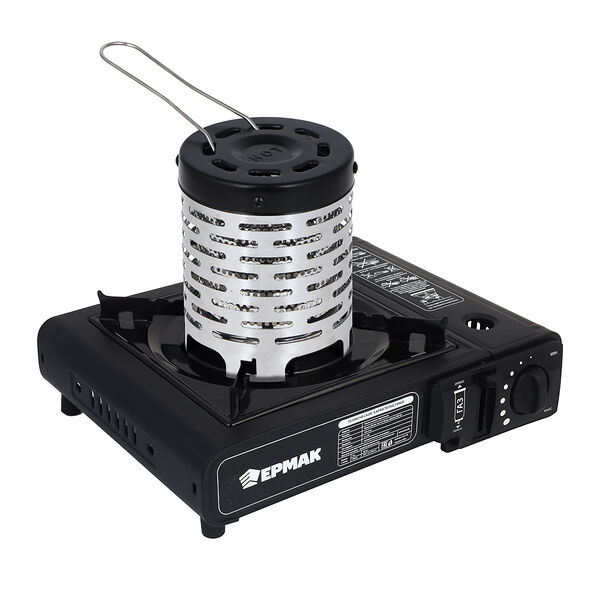 Ермак плитка газовая к бал. с цанговым захватом портативная с переходник, в кейсе, 34х26х9см