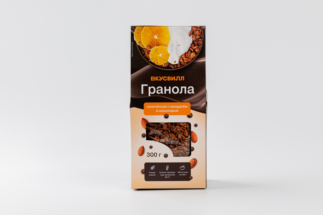 

Гранола ВкусВилл запечённая с миндалём и шоколадом 300г