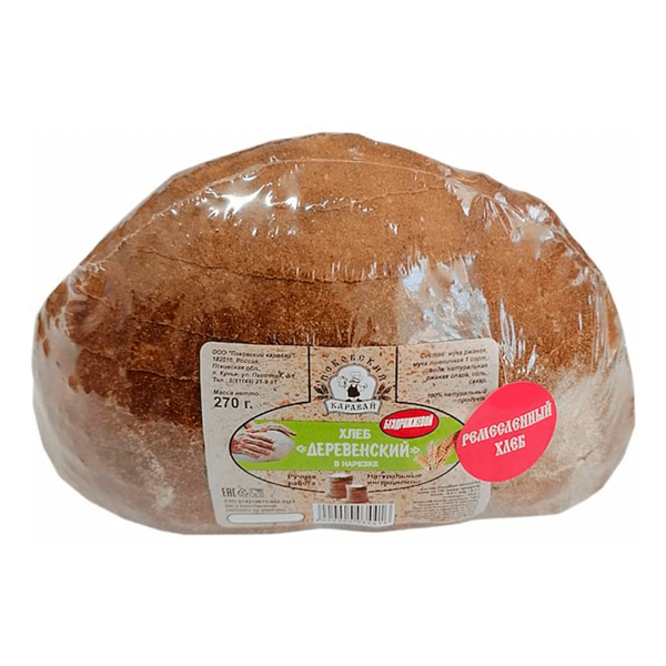 Хлеб Псковский ХК Деревенский ржано-пшеничный половинка в нарезке 