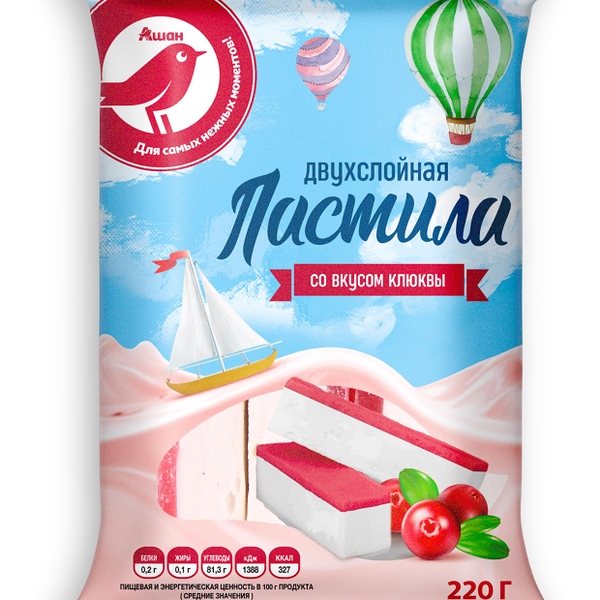 Пастила АШАН Красная птица со вкусом клюквы, 220 г