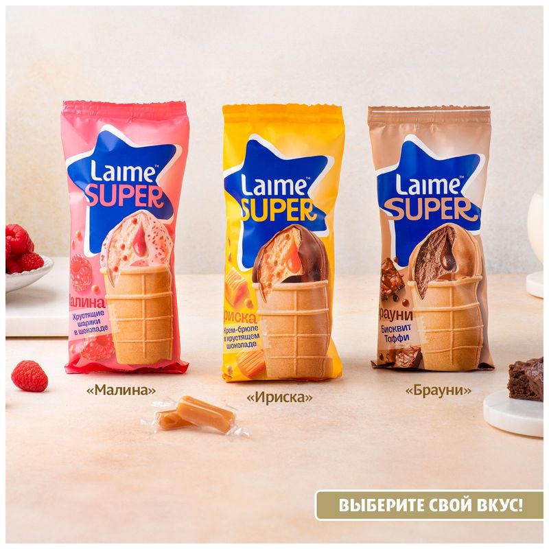 

Мороженое молочное Laime шоколадное Брауни бисквит Тоффи в стаканчике 4% 110 г