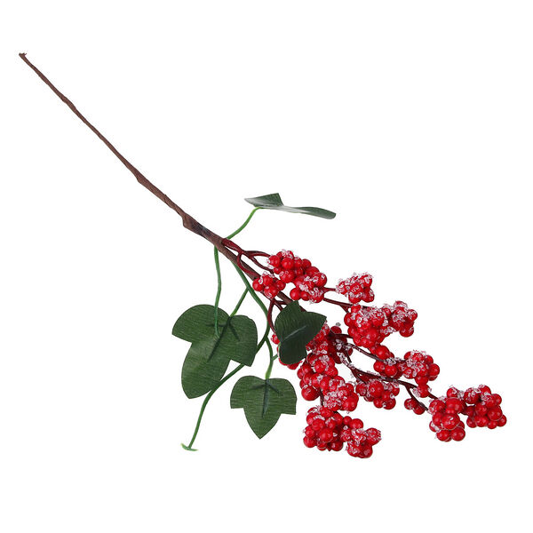 Ветка декоративная Сноубум с красными ягодами 38 см