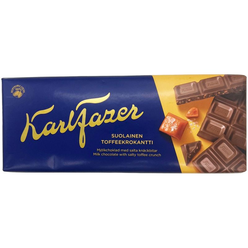 

Шоколад молочный Karl Fazer с крошкой из соленой мягкой карамели 180 г