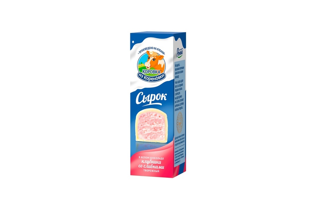 

Сырок творожный Коровка из Кореновки клубника со сливками глазированный в белом шоколаде 23%, 40 г