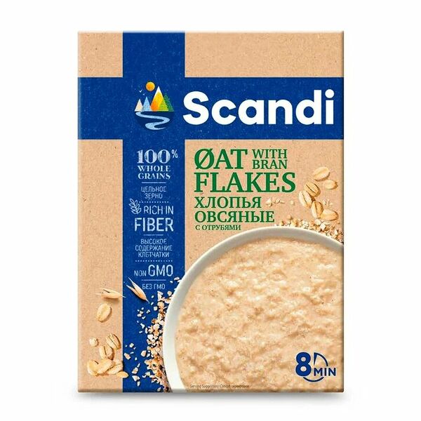 Хлопья овсяные Scandi с отрубями 8 мин