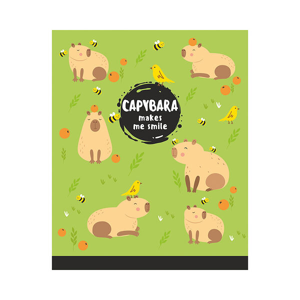 Тетрадь   48л клетка зеленая Капибара  арт 48.89