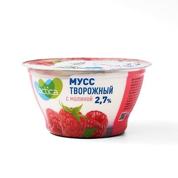 Мусс творожный Lactica с малиной 2.7% 115г