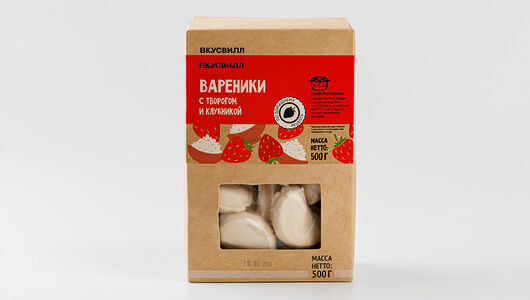 Вареники Вкусвилл c творогом и клубникой, продукт замороженный, 500г