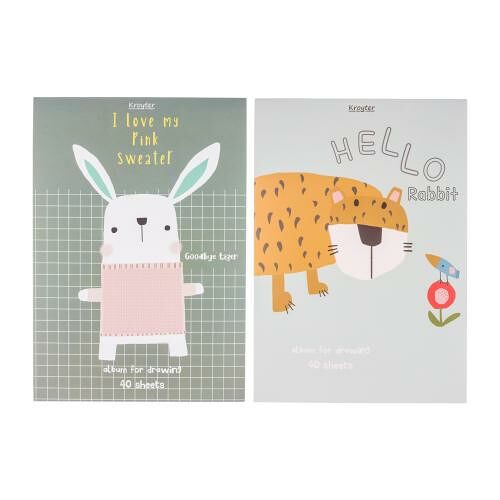 Альбом для рисования А4 40л Kroyter Animals склейка, 1 шт. в ассортименте