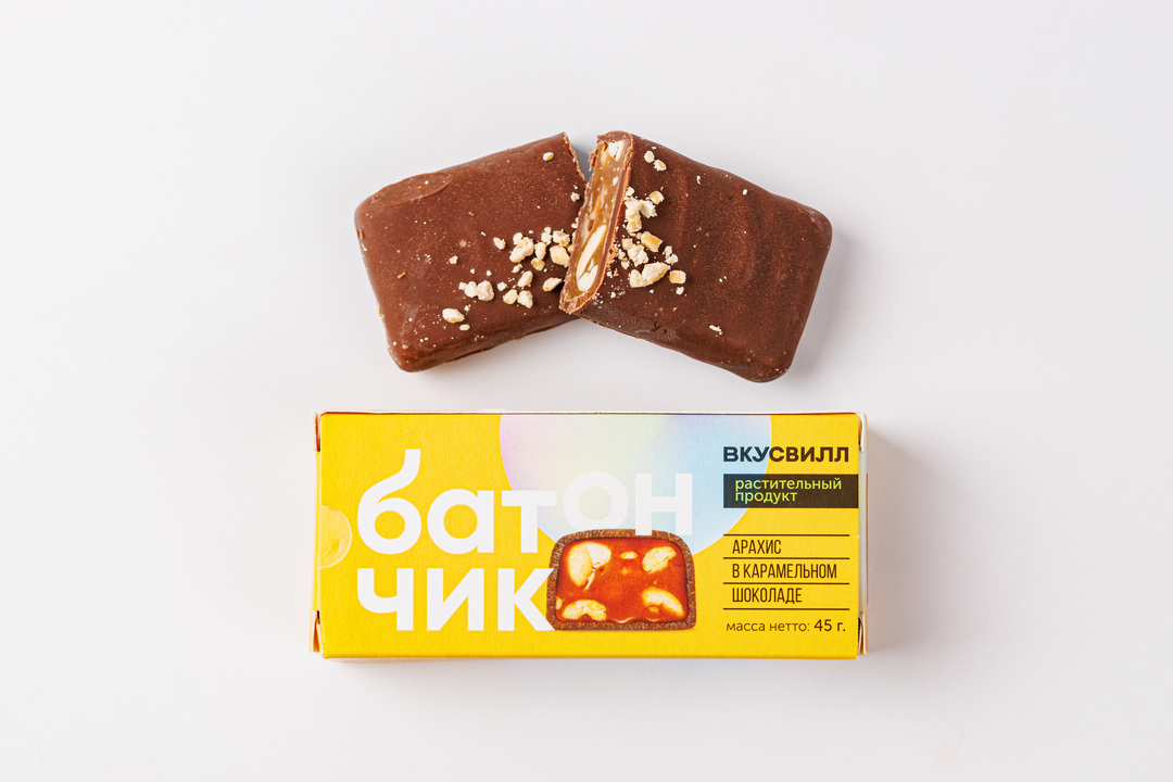 

Батончик ВкусВилл Арахис в карамельном шоколаде, 45 г