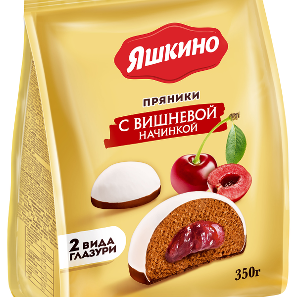 Пряники воздушные Яшкино с вишневой начинкой, 350г
