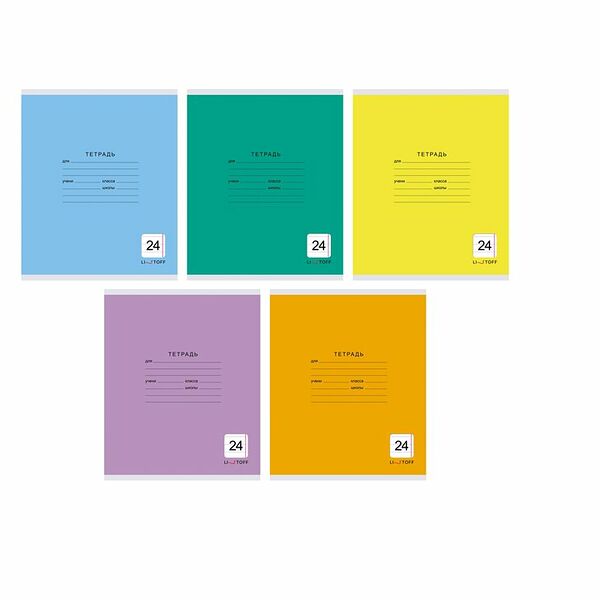 Тетрадь LISTOFF А5, скрепка, линия, 24л, цвет в ассортименте