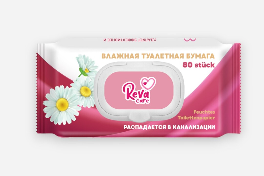 

Бумага туалетная влажная Reva Care с ромашкой 80 шт.