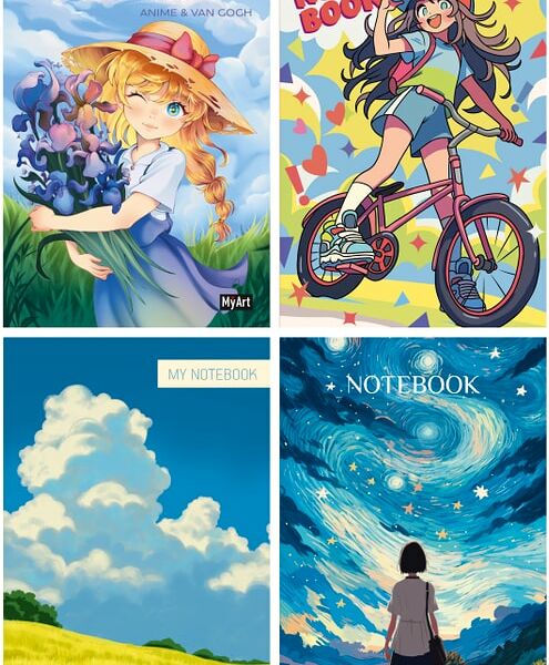 Набор блокнотов Аниме в линию 4шт
