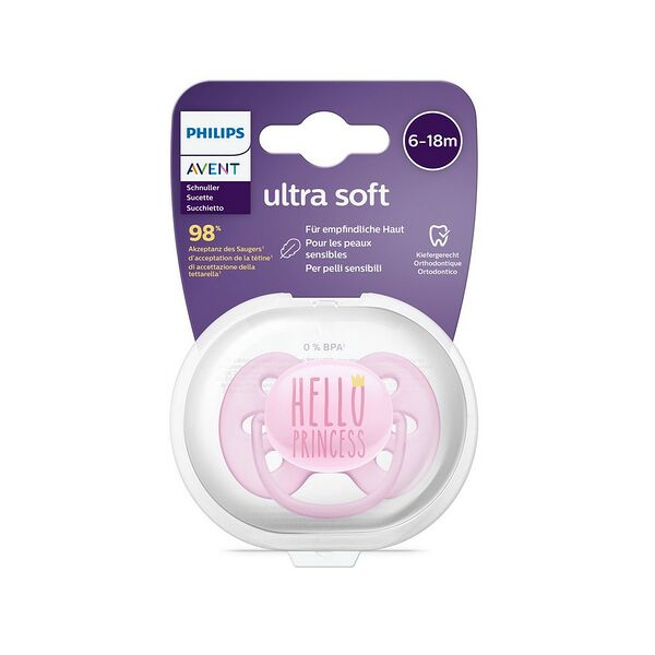 Пустышка силиконовая Ultra Soft декор 6-18 мес уп 1 шт для девочки