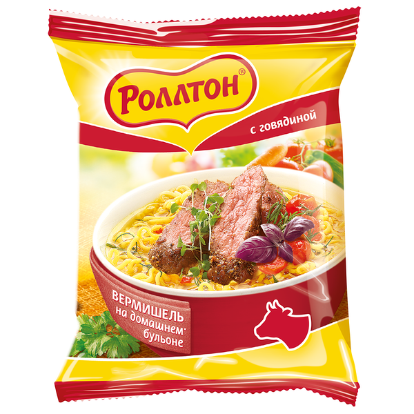 Вермишель Роллтон на домашнем бульоне с говядиной 60г