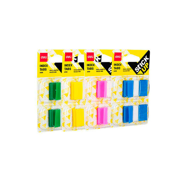 Закладки пласт Deli 44*25мм 1цв 2*50шт ассорти арт EA10001