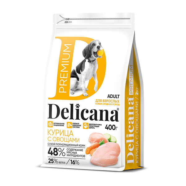 Корм DELICANA для собак мелких пород курица с овощами