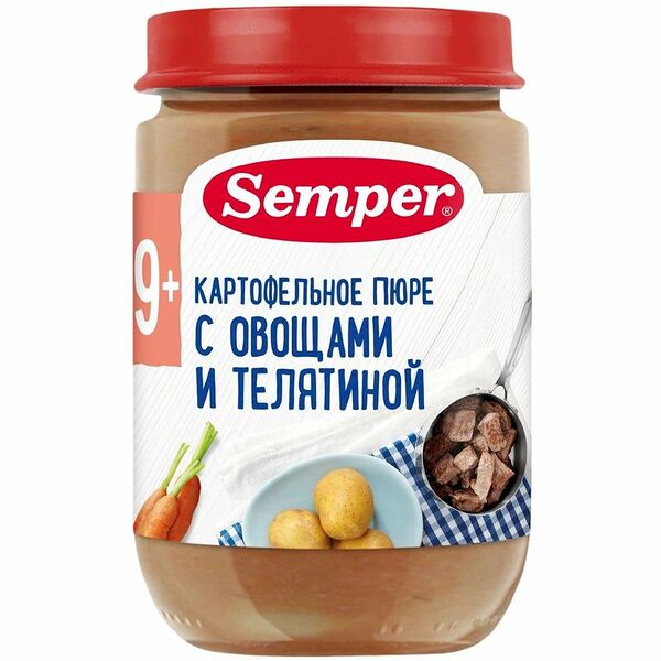 Пюре картофельное Semper с овощами и телятиной 190 г