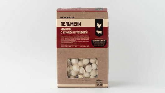 Пельмени ВкусВилл микро с курицей и говядиной