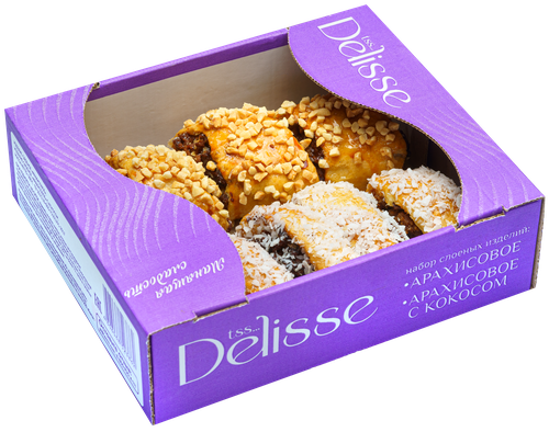 

Изделия хлебобулочное слоеные Delisse Арахисовое с кокосом 500 г