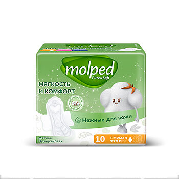 Прокладки Molped ультратонкие с крылышками Pure & Soft нормал 10шт