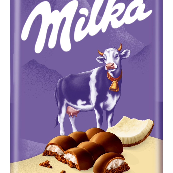 Шоколад молочный пористый Milka Bubbles c кокосовой начинкой, 87 г