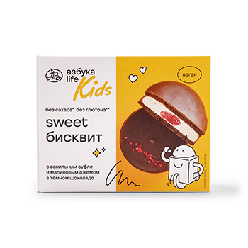 

Десерт Азбука life Kids Sweet бисквит с ванильным суфле и малиновым джемом 55 г