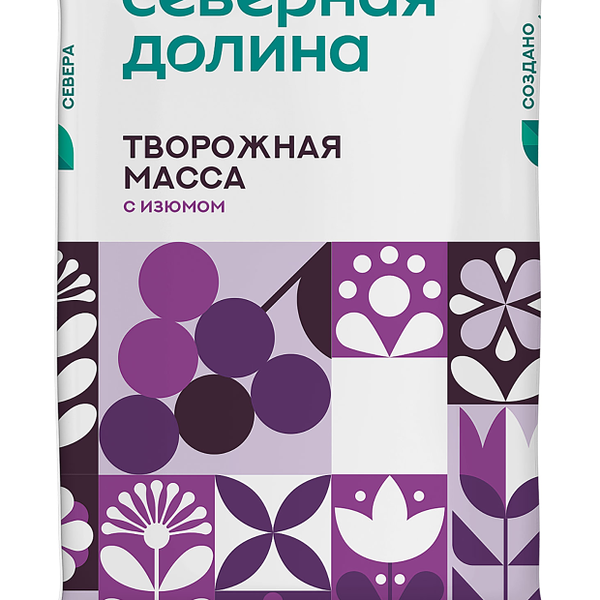 Масса творожная Северная долина с изюмом 23%
