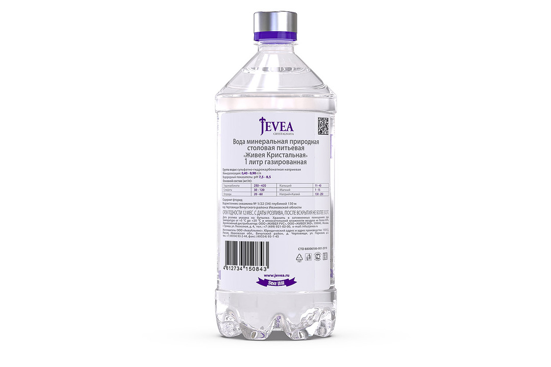 

Вода минеральная Jevea Crystalnaya природная питьевая столовая газированная 1 л
