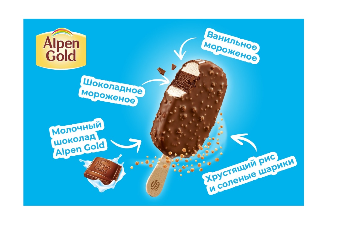 

Мороженое Alpen Gold эскимо с молочным шоколадом и хрустящими кусочками 58 г