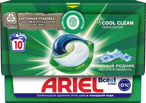 

Капсулы для стирки Ariel Горный родник 10х19.5 г