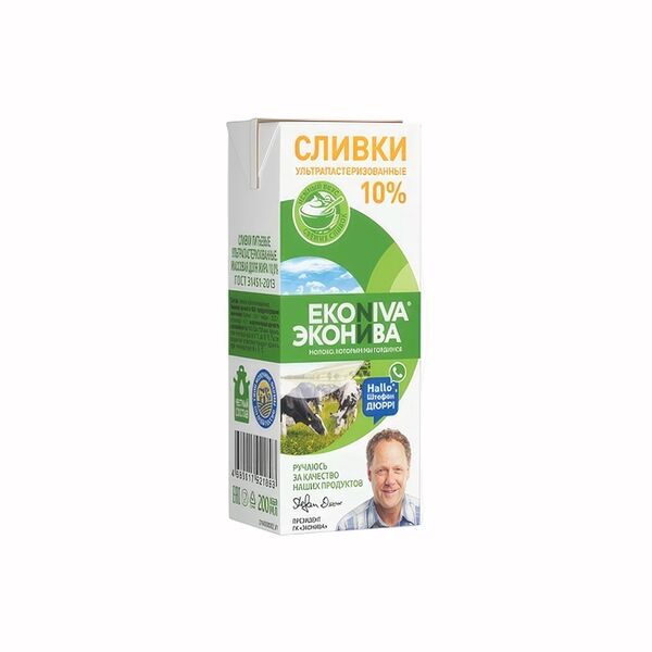 Сливки ультрапастеризованные Эконива 10%, 200мл