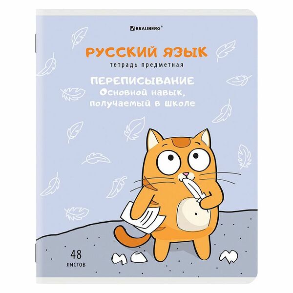 Тетрадь Brauberg Кот-Энтузиаст Русский Язык предметная линия 48л, 115г
